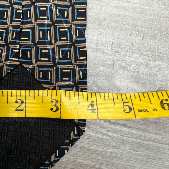 Brioni Navy w/ Tan, Blue & Gold Check Silk Tie - Picture 5 of 5
